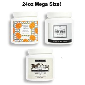 Beekman 24oz MEGA Jumbo size Whipped Body Cream Sugar Pumpkin Fresh Air Pure